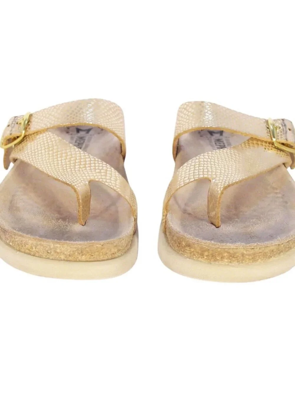 MEPHISTO Helen $175 Metallic Gold 'Sand Havana' Sandals 37/7 - Made in FRANCE - Picture 5 of 8